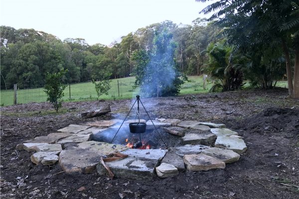 Cooking on the fire pit